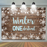 Winter Onederland Schneeflocke Holz Junge Geburtstag Hintergrund